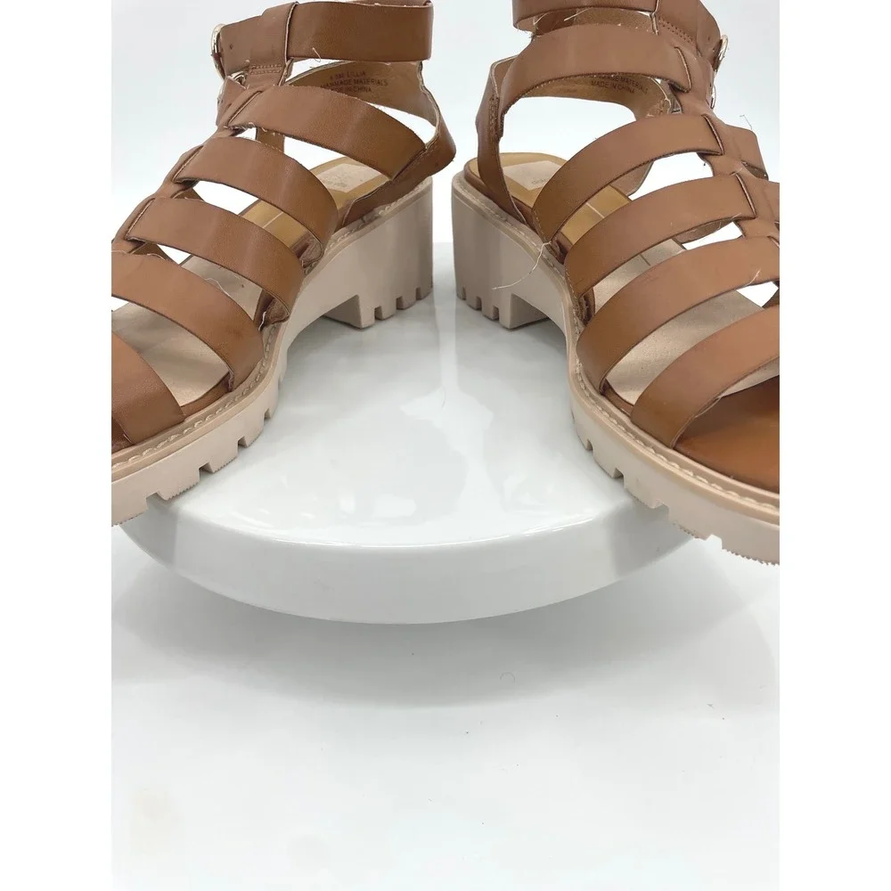 Dolce Vita Lillia Gladiator Sandals Womens 8.5 Brown Faux Leather Platform‎ Lug